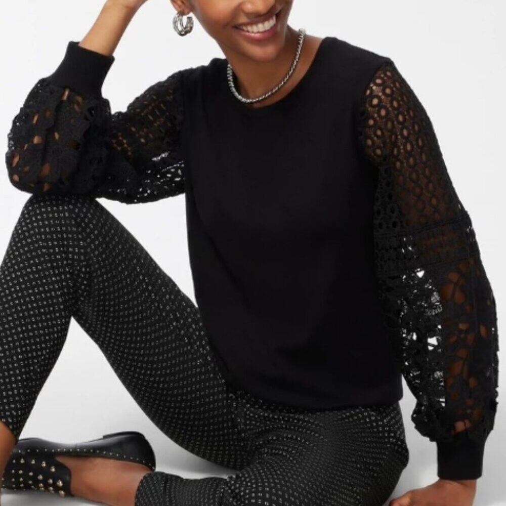 Chico's Cutwork Sleeve Pullover Sweater
